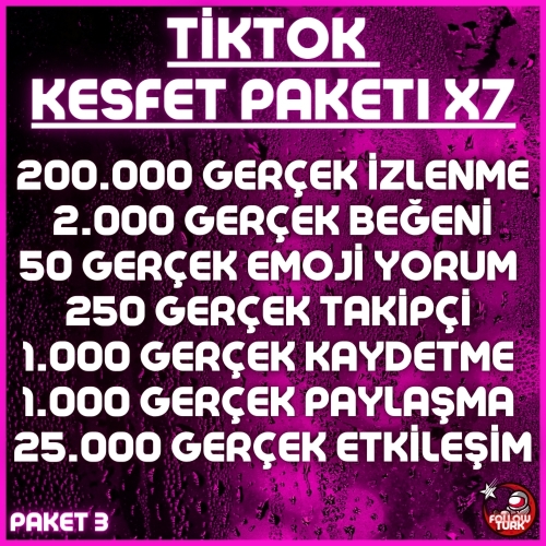  ⭐7X  TİKTOK GERÇEK KEŞFET PAKETİ 3  ANLIK⭐